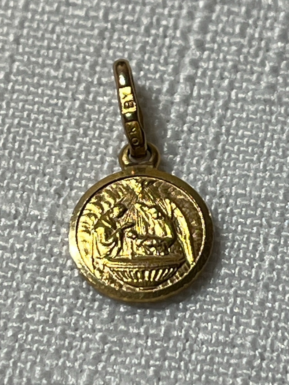 Baptism Gold Medal, 10mm Small, 10K Gold Baptism charm